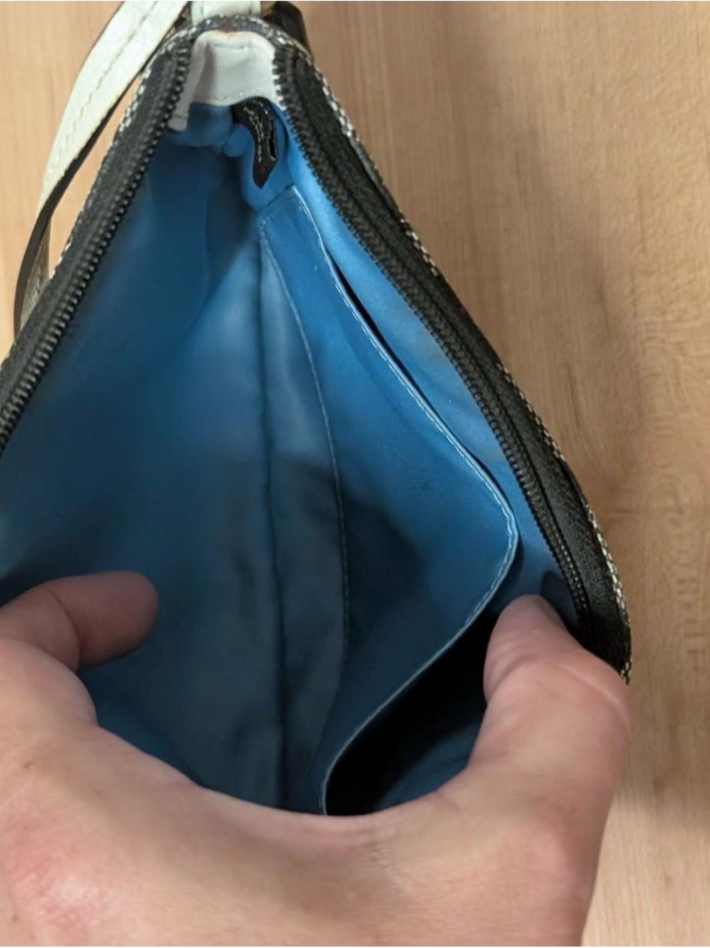 Coach Black Signature Crossbody with Blue and Cream Stripe - Picture 3 of 3